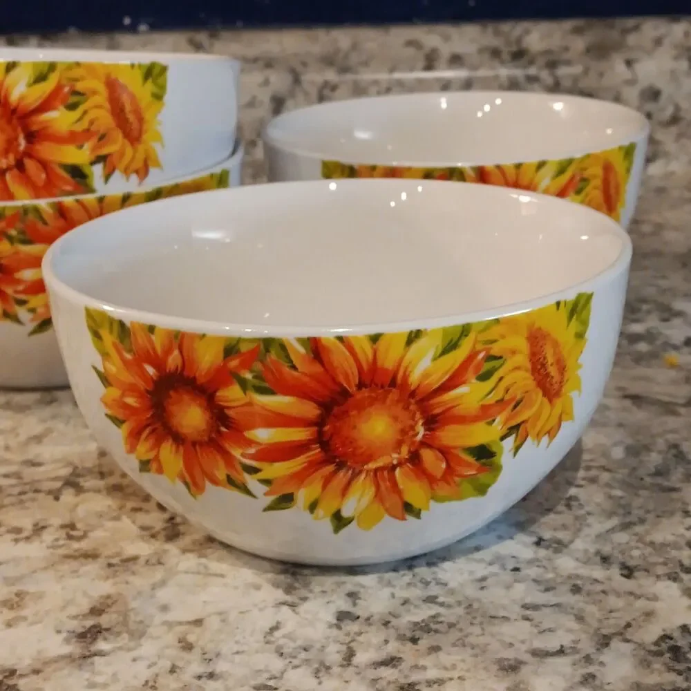 Royal Norfolk Sunflower Soup Cereal Bowls Set of 4
